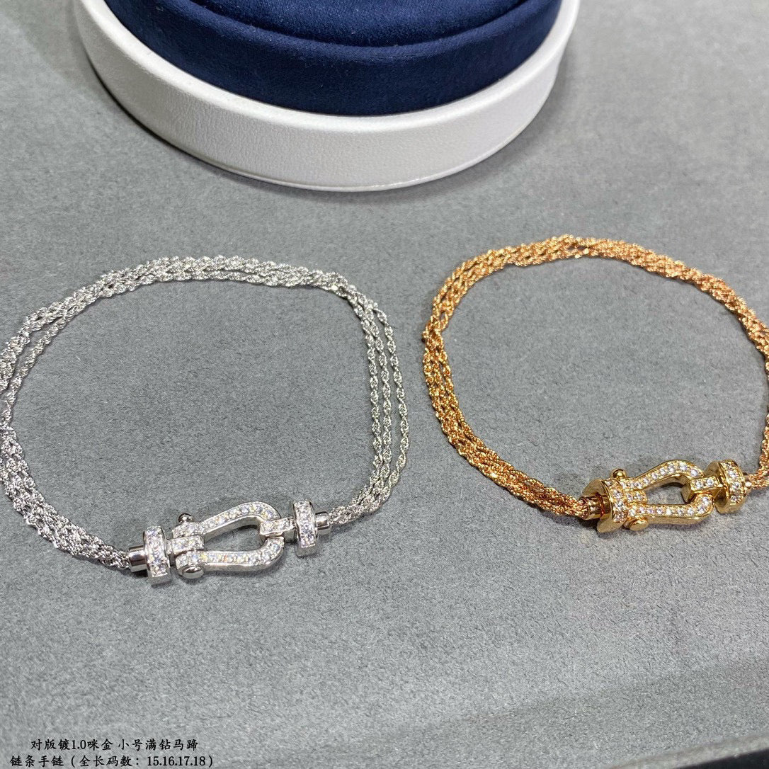 [FE]FORCE SMALL HORSESHOE  DIAMOND CHAIN ROPE BRACELET
