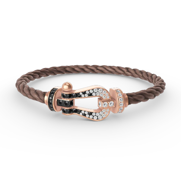 [FE]FORCE LARGE HORSESHOE BLACK WHITE DIAMOND BRACELET ROSE GOLD