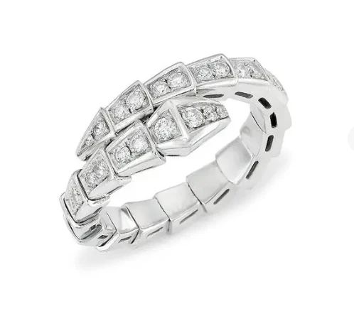 [BV]SERPENTI RING SILVER DIAMOND PAVED 4MM