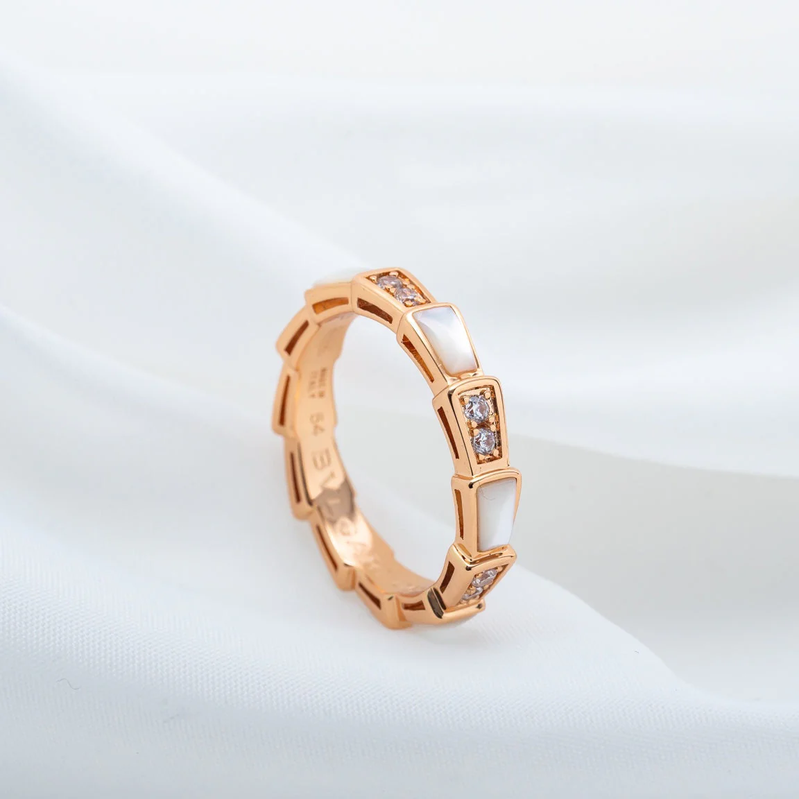 [BV]SERPENTI RING PINK GOLD DIAMOND MOP 3MM