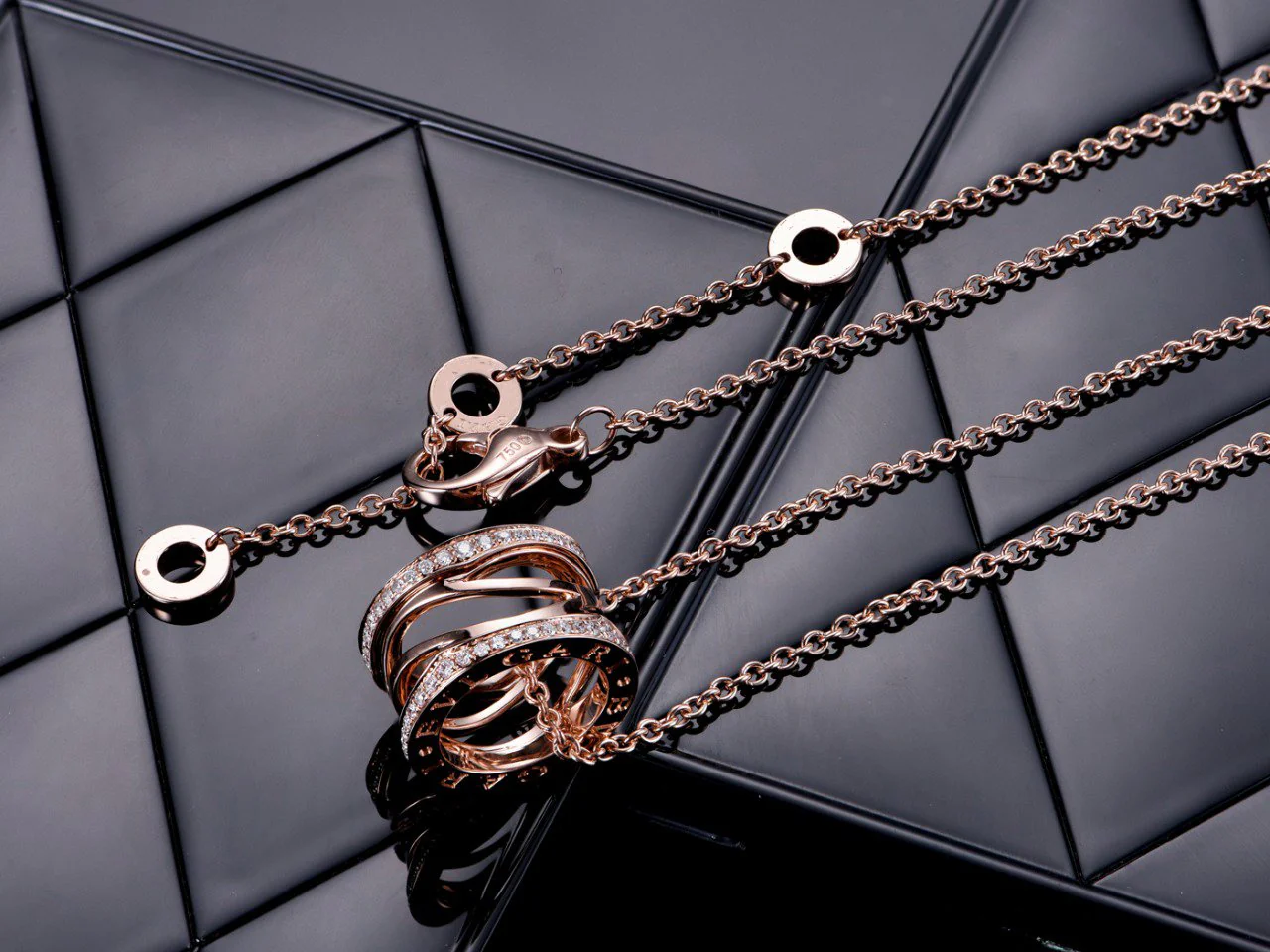 [BV]ZERO 1 PINK GOLD DIAMOND OPEN NECKLACE