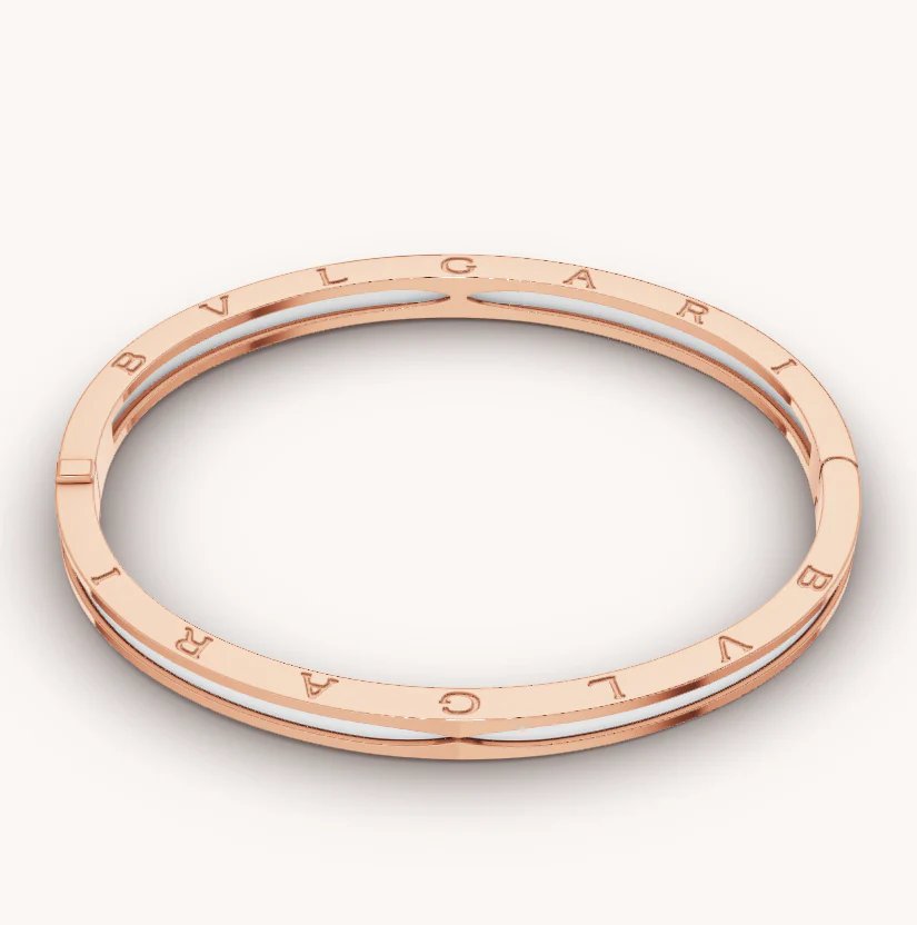 [BV]ZERO 1 PINK GOLD WITH WHITE CERAMIC BRACELET