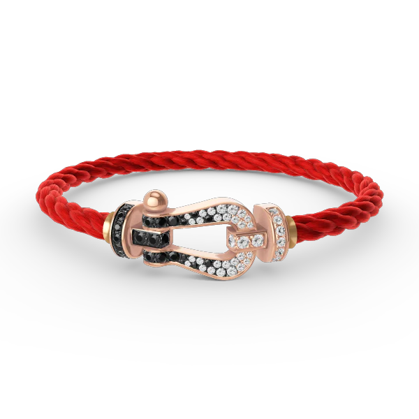 [FE]FORCE LARGE HORSESHOE BLACK WHITE DIAMOND BRACELET ROSE GOLD