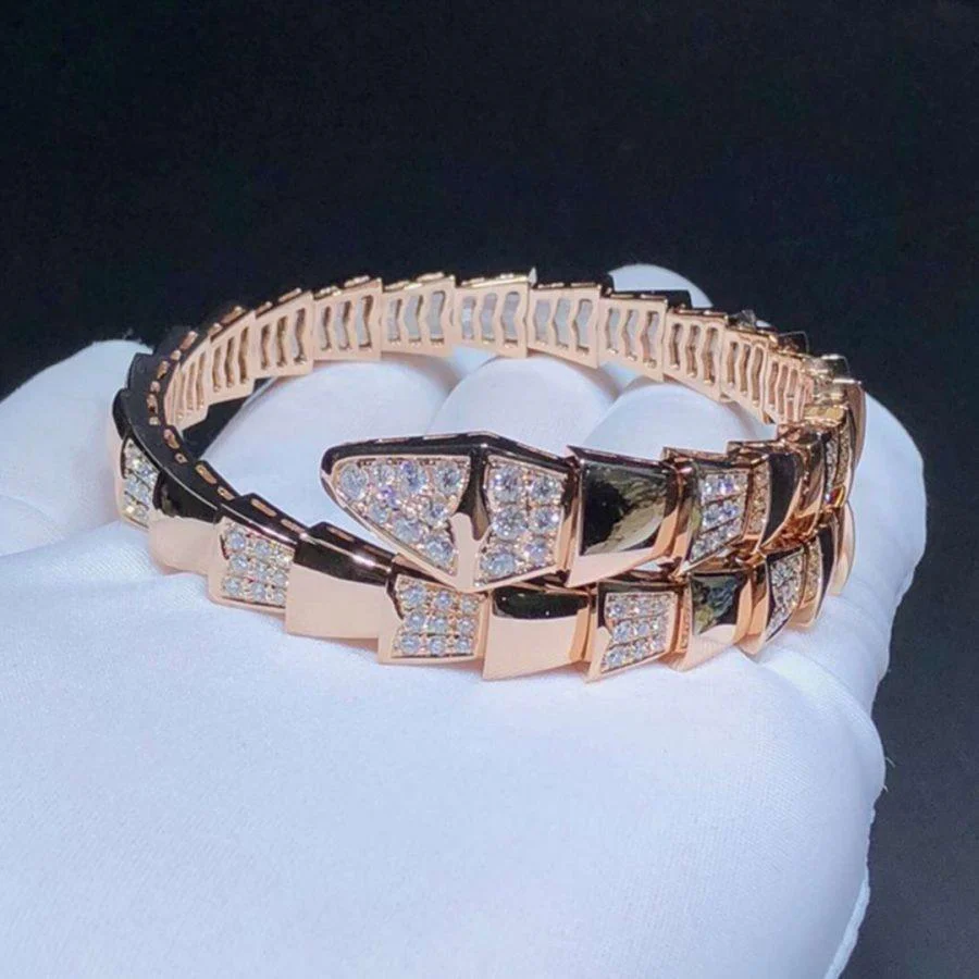 [BV]SERPENTI WIDE BRACELET PINK GOLD DIAMOND