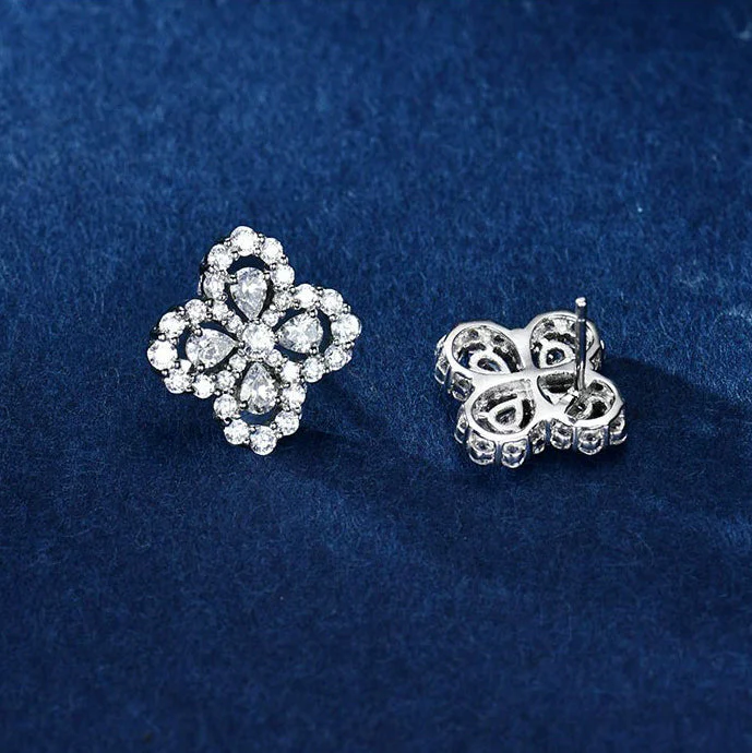 [VA]LOOP EARRINGS FULL MOTIF DIAMOND 16MM SILVE