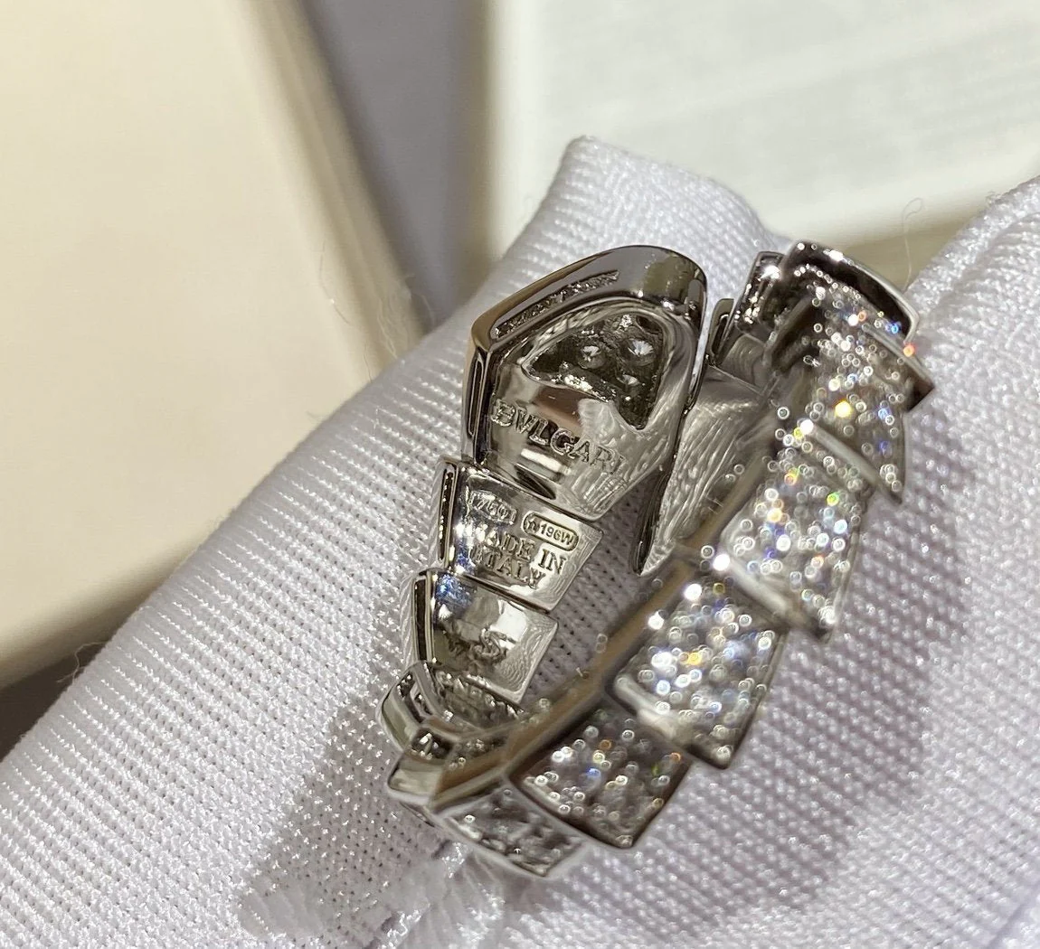 [BV]SERPENTI LARGE RING SILVER DIAMOND PAVED