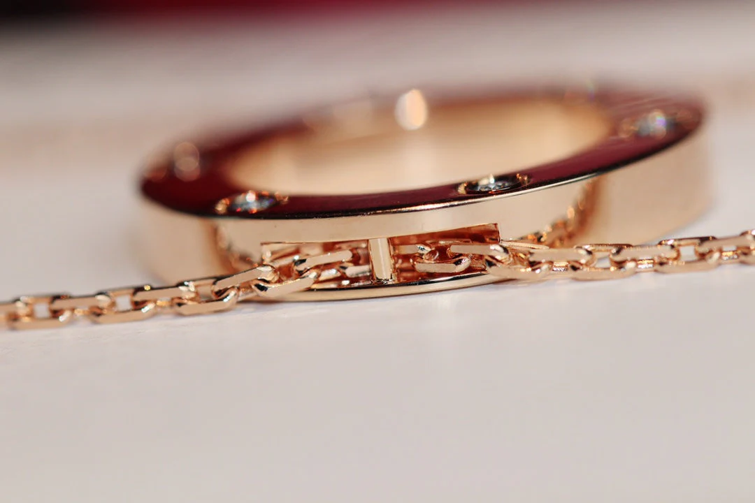 [CT]LOVE NECKLACE 16MM 6 DIAMONDS PINK GOLD