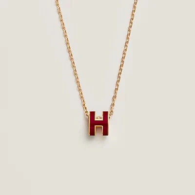 [Hmes]HM CLIC RED ENAMEL GOLD NECKLACE
