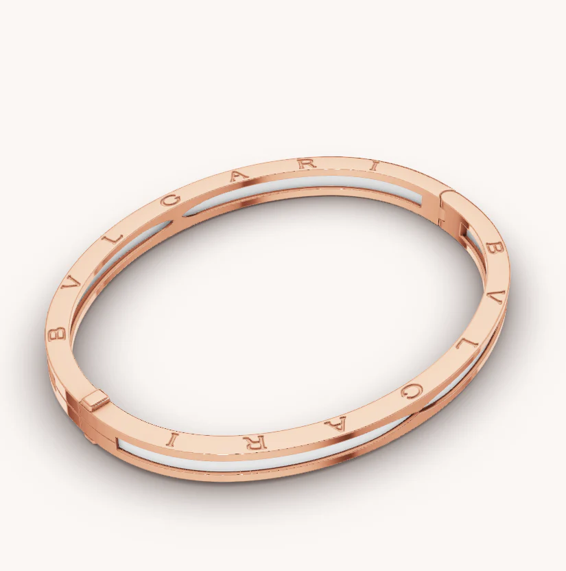 [BV]ZERO 1 PINK GOLD WITH WHITE CERAMIC BRACELET