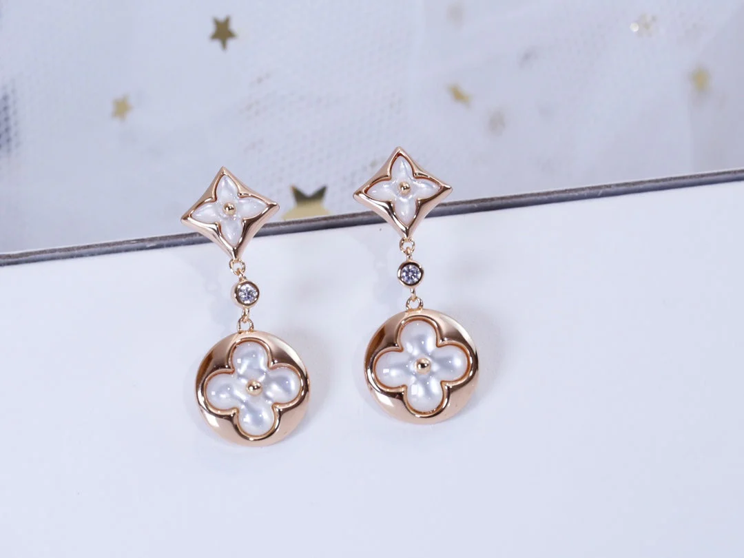 [Loui]STAR AND SUN PINK GOLD MOP DROP EARRINGS