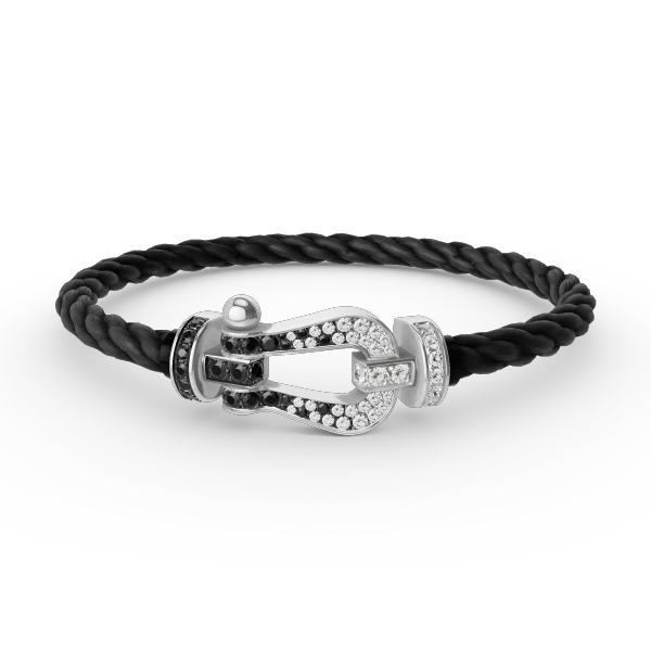 [FE]FORCE LARGE HORSESHOE BLACK WHITE DIAMOND BRACELET SILVER