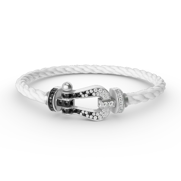[FE]FORCE LARGE HORSESHOE BLACK WHITE DIAMOND BRACELET SILVER