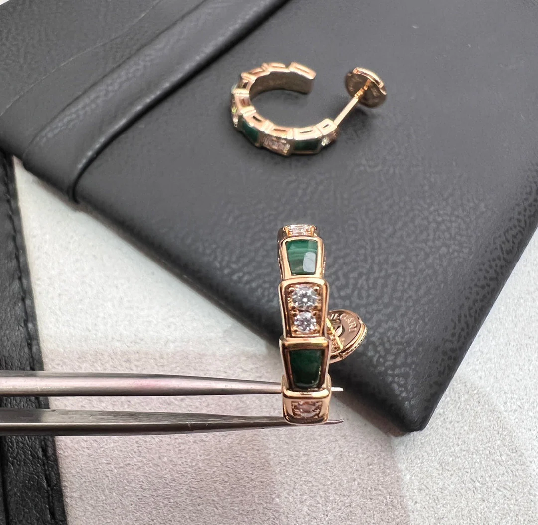 [BV]SERPENTI MALACHITE PINK GOLD EARRINGS
