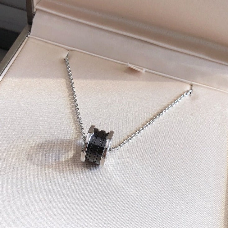 [BV]ZERO 1 BLACK CERAMIC SILVER NECKLACE