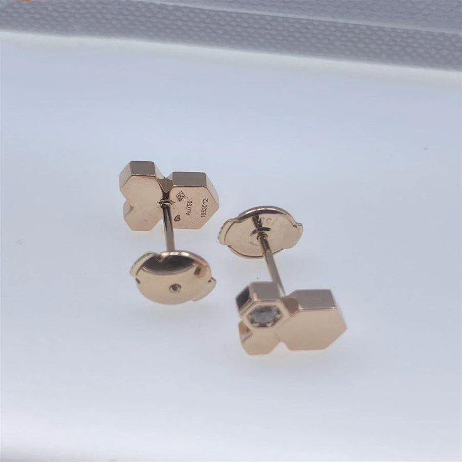 [CH]BEE LOVE PINK GOLD DIAMOND EARRINGS