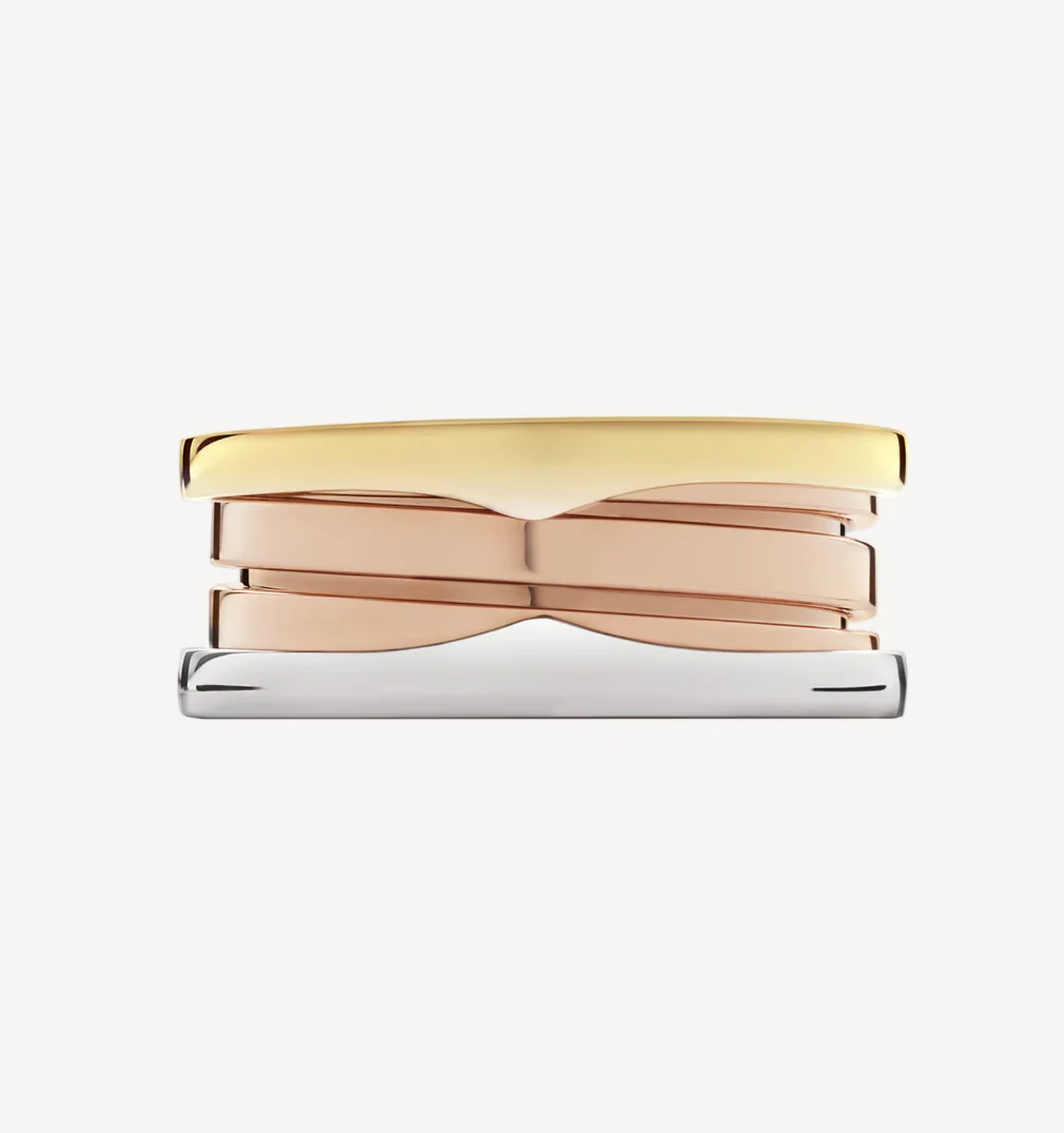 [BV]ZERO 1 THREE-BAND ROSE WHITE AND YELLOW RING