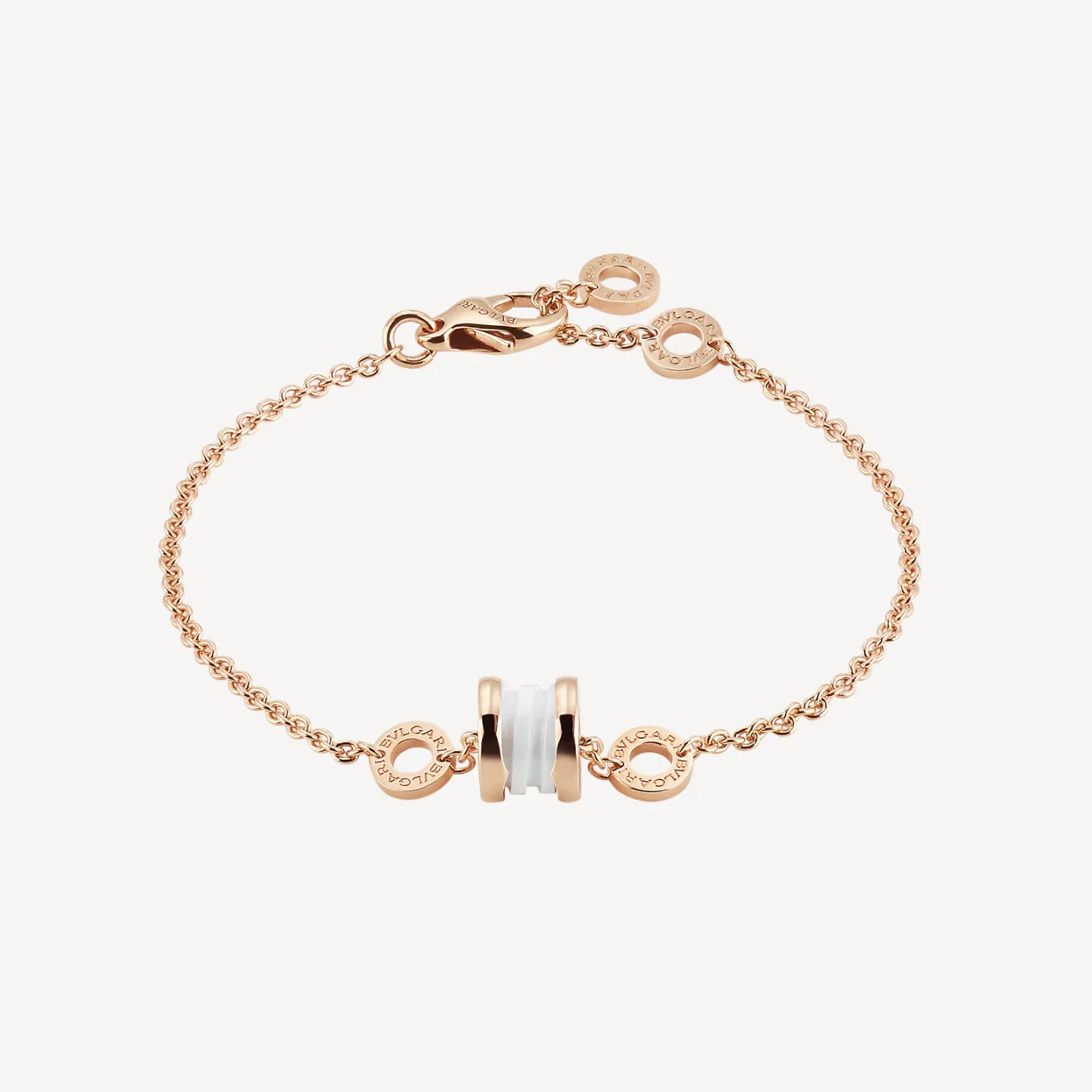 [BV]ZERO 1 SOFT PINK GOLD AND WHITE CERAMIC BRACELET