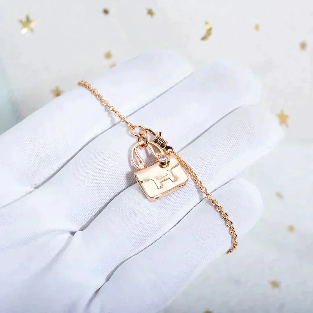 [Hmes]AMULETTE PEDANT ROSE GOLD NECKLACE