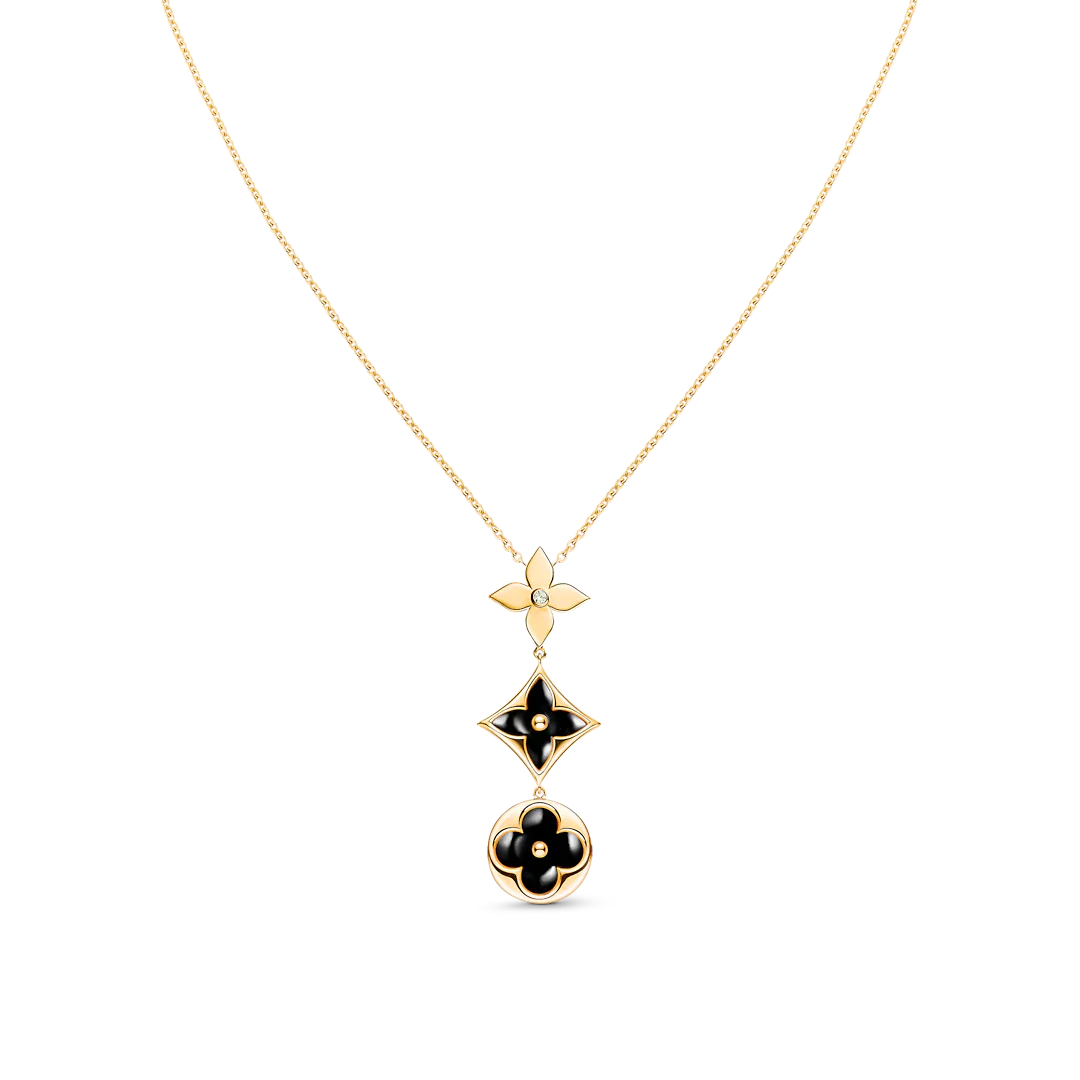 [Loui]STAR AND SUN ONYX PINK GOLD NECKLACE