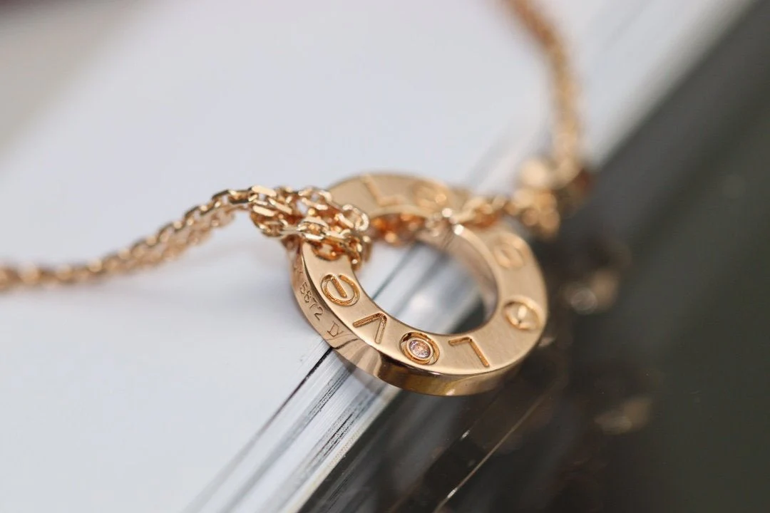 [CT]LOVE NECKLACE ADJUSTABLE ROSE GOLD 2 DIAMOND