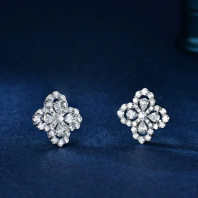 [VA]LOOP EARRINGS FULL MOTIF DIAMOND 16MM SILVE