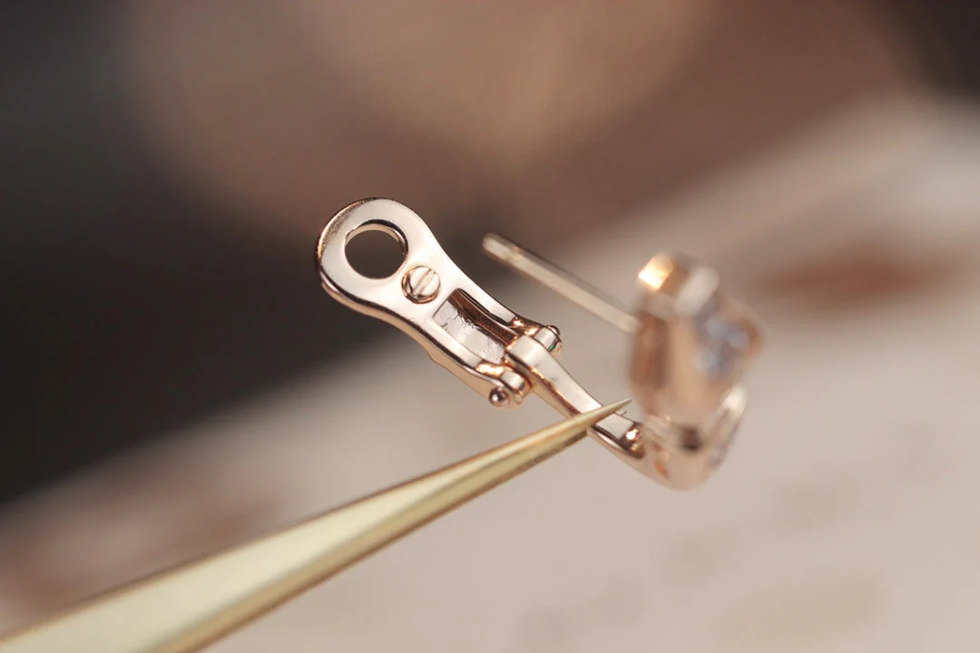 [BV]SERPENT PINK GOLD DIAMOND EARRINGS