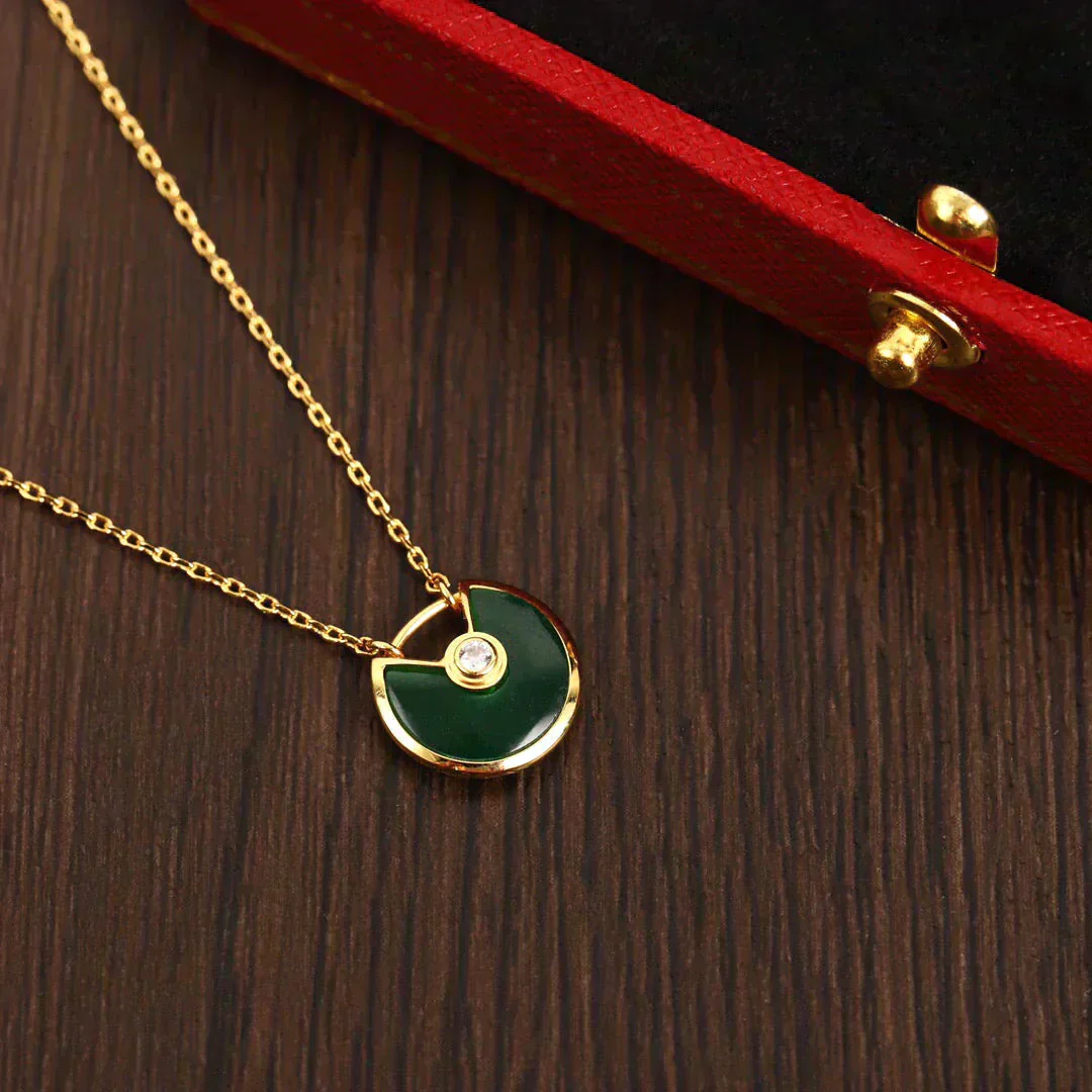[CT]AMULETTE GOLD MALACHITE NECKLACE