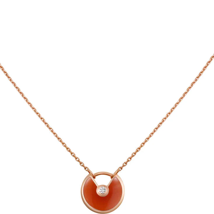 [CT]AMULETTE GOLD CARNELIAN ONYX NECKLACE