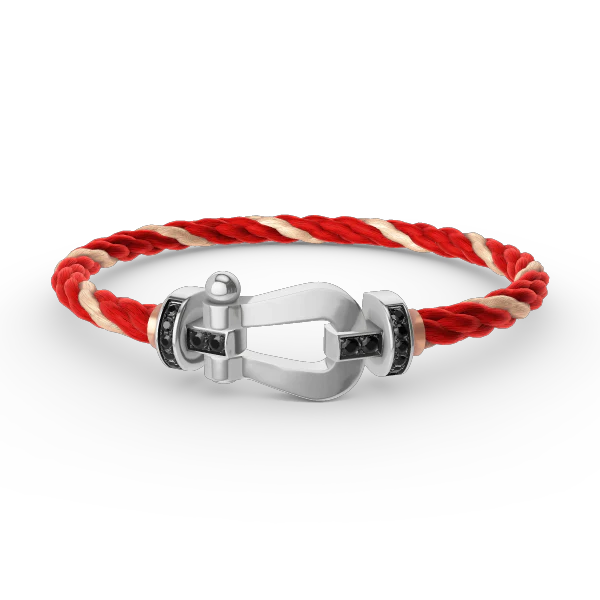 [FE]FORCE LARGE HORSESHOE BLACK DIAMOND BRACELET SILVER