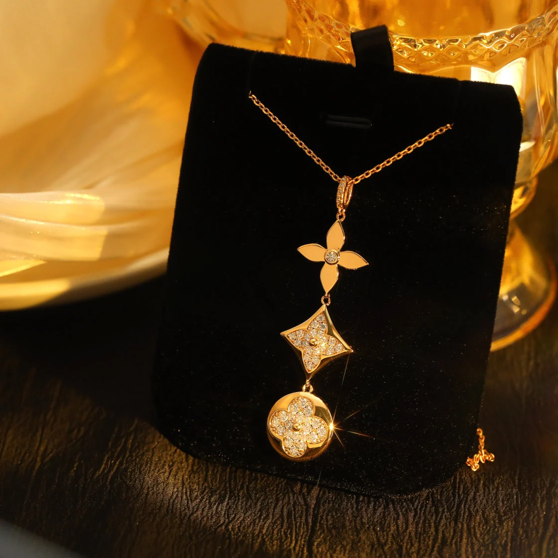 [Loui]STAR AND SUN DIAMOND PINK GOLD NECKLACE