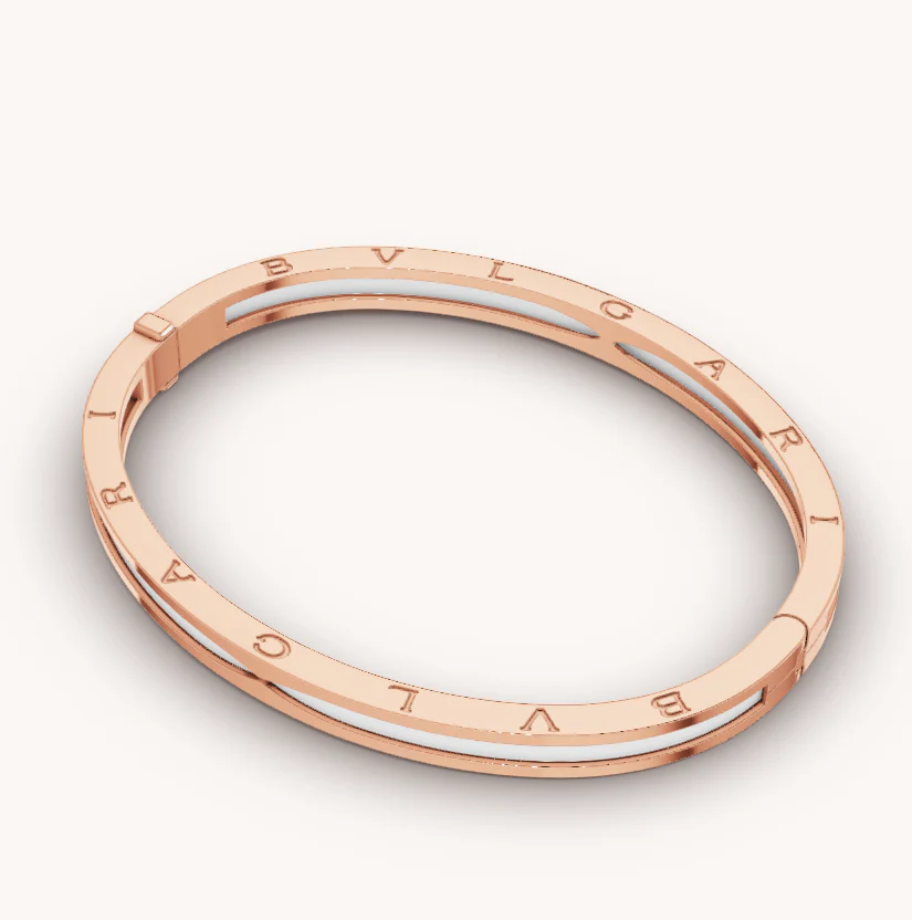 [BV]ZERO 1 PINK GOLD WITH WHITE CERAMIC BRACELET