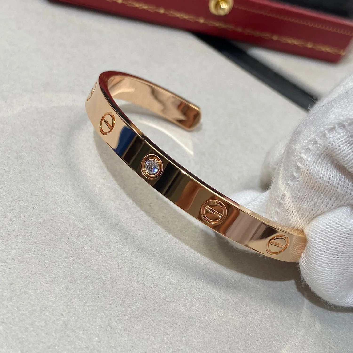 [CT]LOVE BRACELET 6.1MM 1 DIAMOND OPEN CUFF