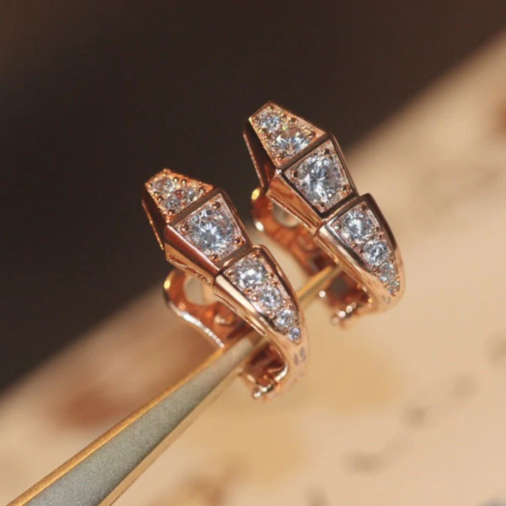 [BV]SERPENT PINK GOLD DIAMOND EARRINGS
