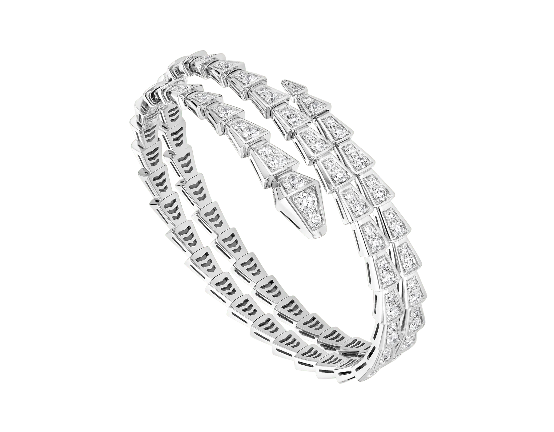 [BV]SERPENTI BRACELET SILVER DIAMOND DOUBLE ROW