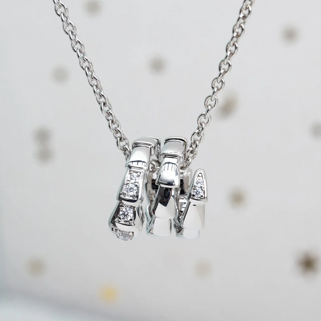[BV]SERPENTI SILVER NECKLACE DIAMOND