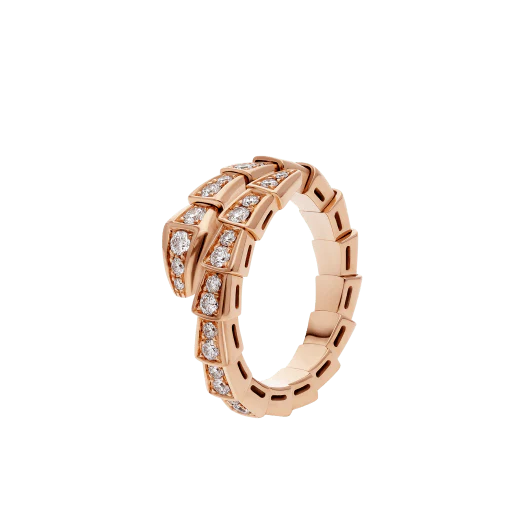 [BV]SERPENTI RING PINK GOLD DIAMOND PAVED 4MM