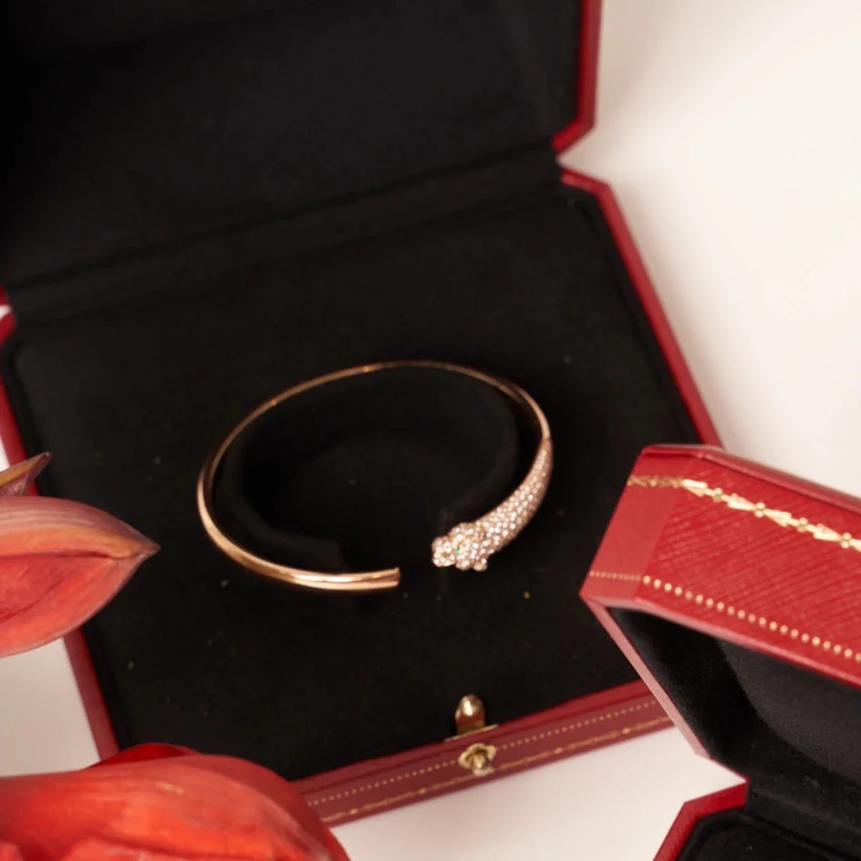 [CT]PANTHERE ROSE GOLD DIAMOND OPEN BRACELET
