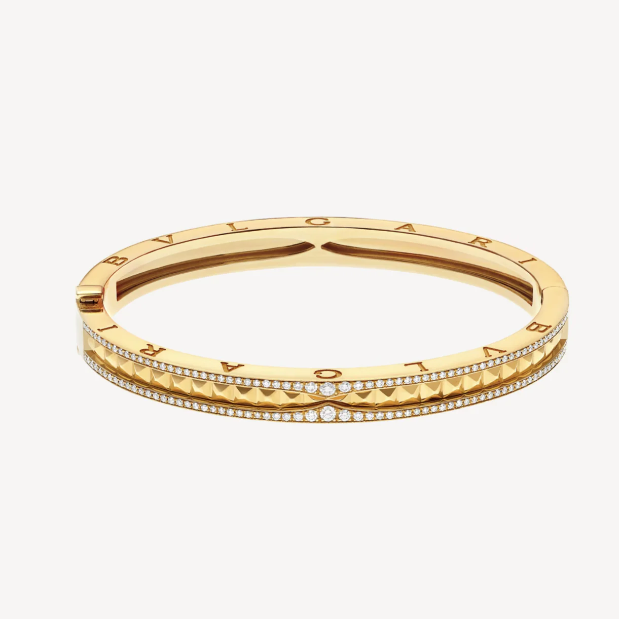[BV]ZERO 1 SPIRAL AND PAVED DIAMOND GOLD BRACELET