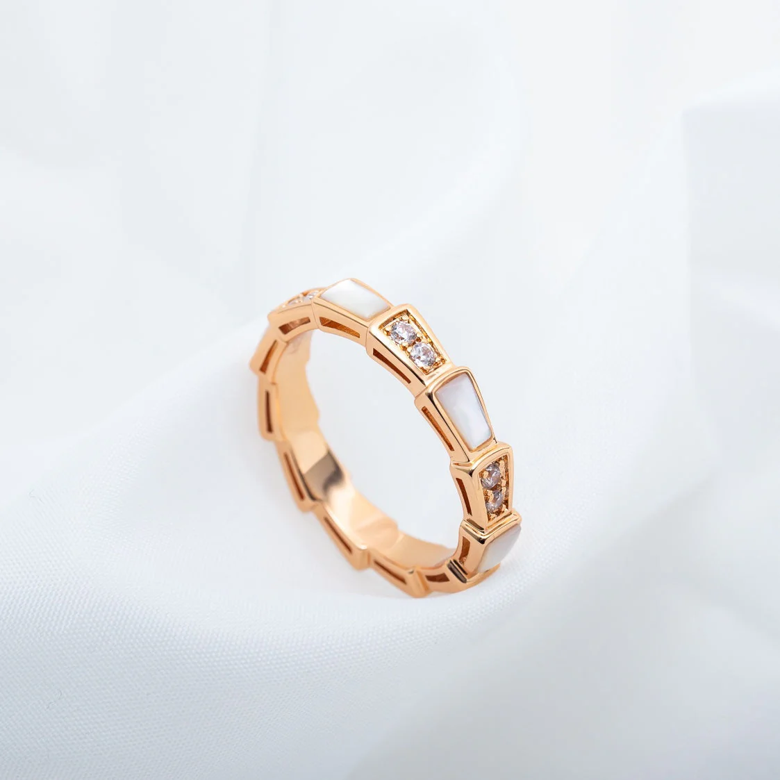 [BV]SERPENTI RING PINK GOLD DIAMOND MOP 3MM