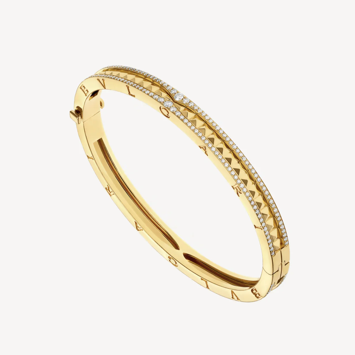 [BV]ZERO 1 SPIRAL AND PAVED DIAMOND GOLD BRACELET