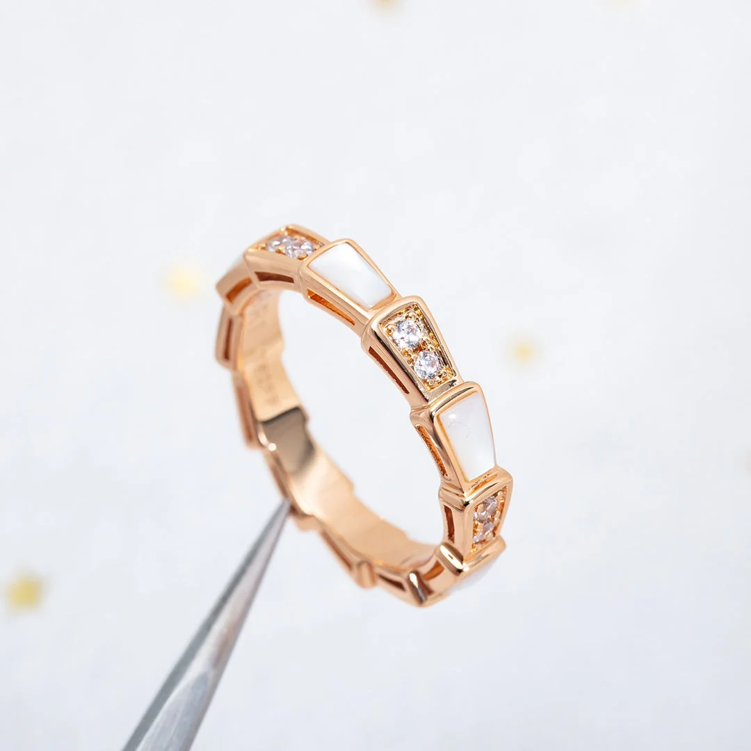 [BV]SERPENTI RING PINK GOLD DIAMOND MOP 3MM