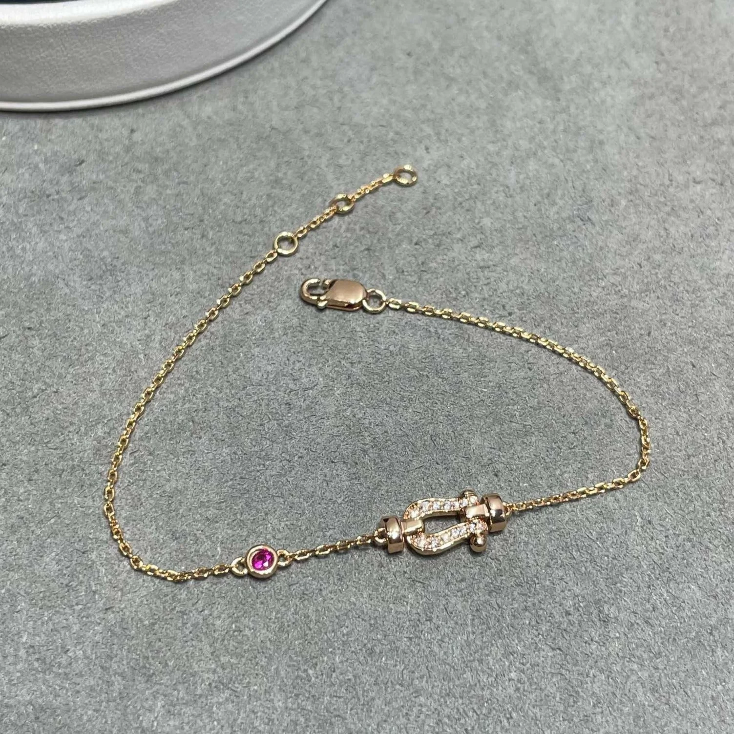 [FE]FORCE 10 DIAMOND CHAIN LINK PINK GOLD BRACELET