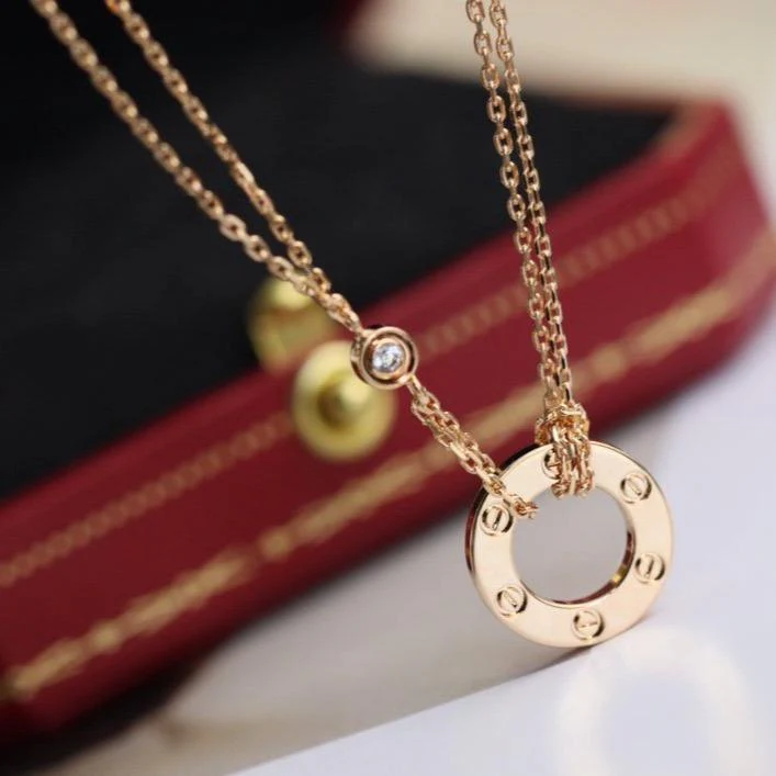 [CT]LOVE NECKLACE ADJUSTABLE ROSE GOLD 2 DIAMOND