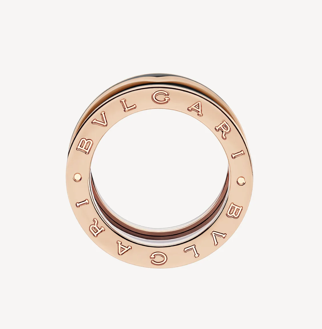 [BV]ZERO 1 TWO-BAND WITH MATTE BLACK CERAMIC PINK GOLD RING