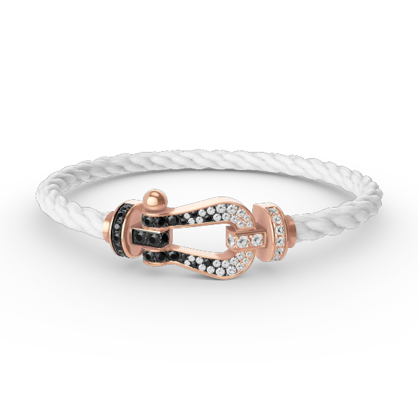 [FE]FORCE LARGE HORSESHOE BLACK WHITE DIAMOND BRACELET ROSE GOLD