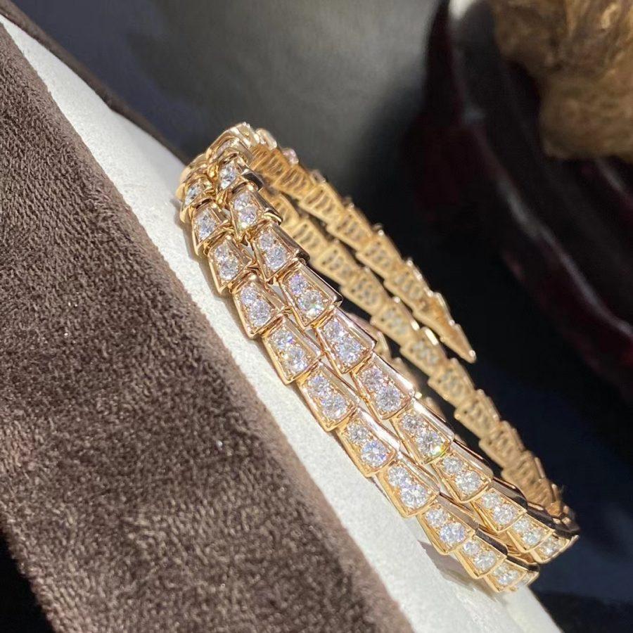 [BV]SERPENTI BRACELET GOLD DIAMOND DOUBLE ROW