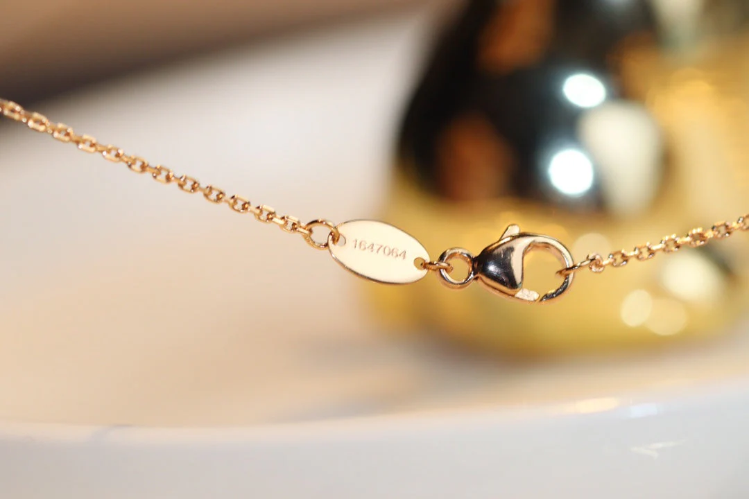 [CH]JEUX MALACHITE 1 DIAMOND PINK GOLD NECKLACE