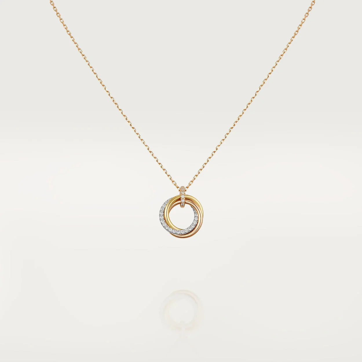 [CT]TRINITY NECKLACE SILVER GOLD PINK GOLD DIAMONDS