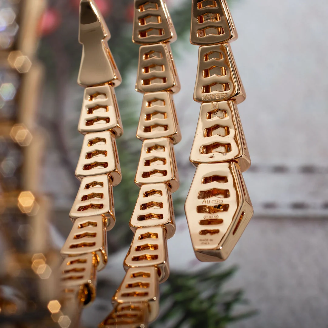 [BV]SERPENTI BRACELET PINK GOLD DIAMOND DOUBLE ROW