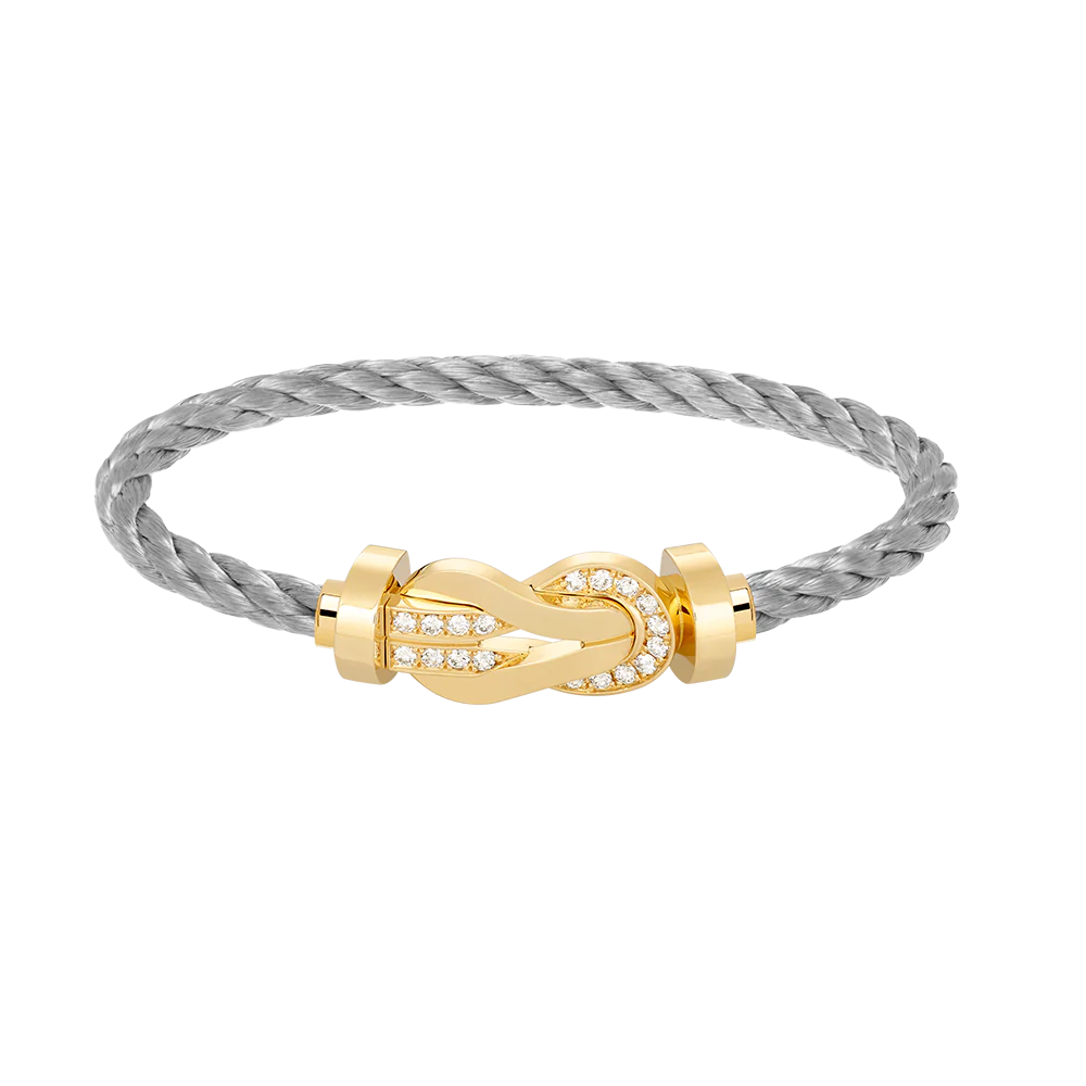 [FE]CHANCE LARGE 8 FIGURE BUCKLE HALF DIAMOND BRACELET GOLD
